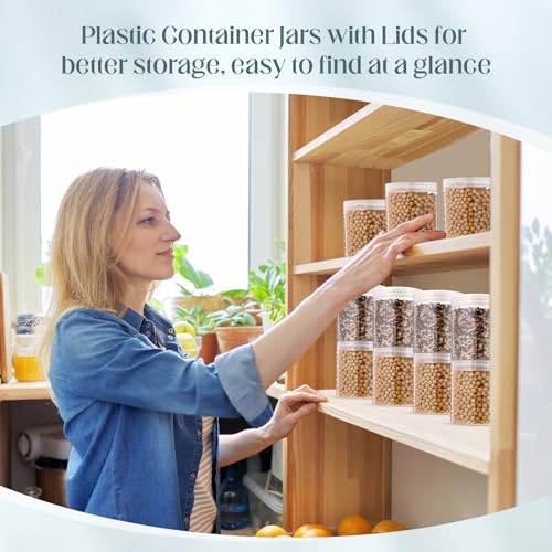 4 Pcs Plastic Jars Wide Mouth with Lids (4 Count)