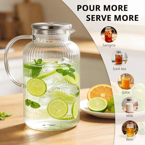 1 Gallon Glass Pitcher with Lid and Handle