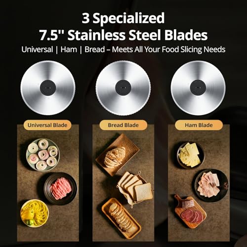 Electric Meat Slicer with Three 7.5" Blade Designs