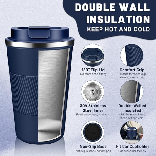 Insulated Coffee Tumblers with Flip Lid 12oz