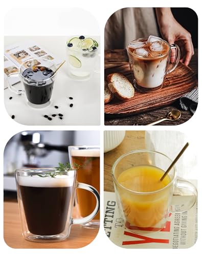 12oz Double Wall Glass Coffee Mugs (4 Count)