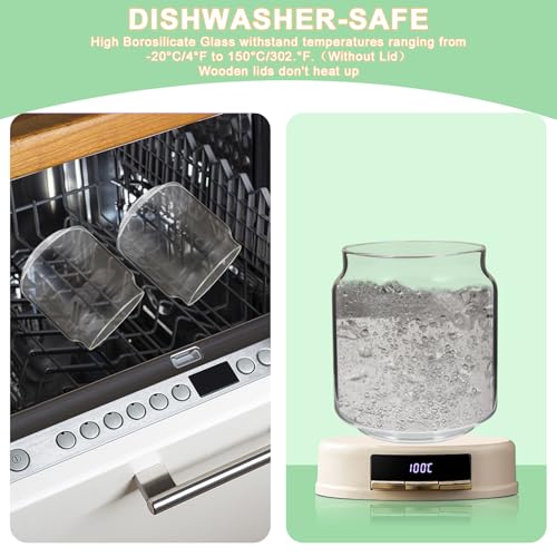 Small Glass Jars with Labels Spice Jar Round Storage Canister with Wooden Lid Clear Glass Food Jar for Pantry Sugar Tea Coffee Bean Spice Nuts Cookies Bath Salts