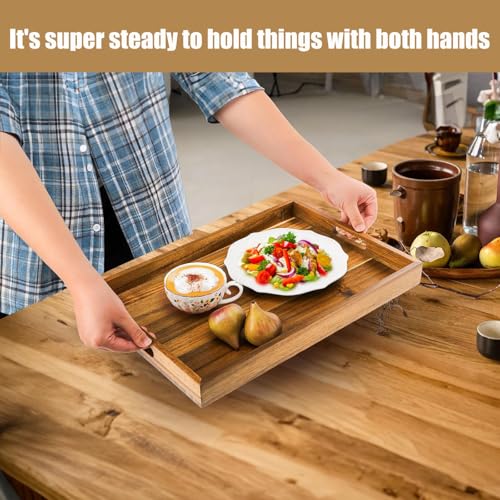 Acacia Wood Serving Tray with Handles