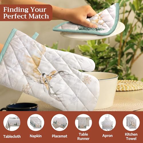 100% Cotton Oven Mitt & Pot Holder Set
