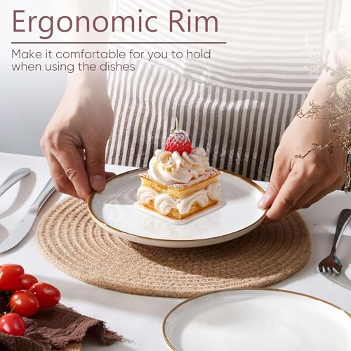 Ceramic 7.9 Inch Porcelain Dessert Plates Set of 6