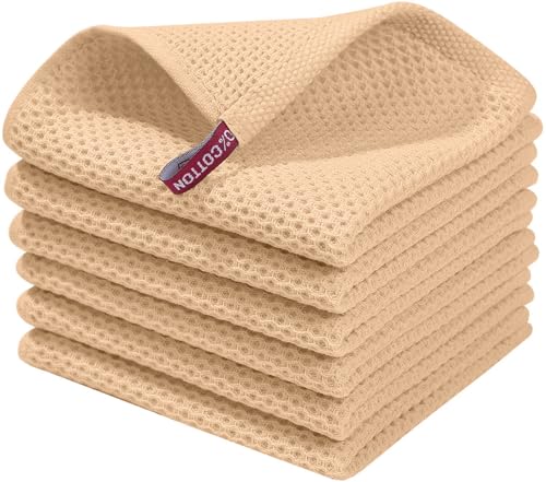 100% Cotton Waffle Weave Kitchen Dish Cloths 6 (6 Count)