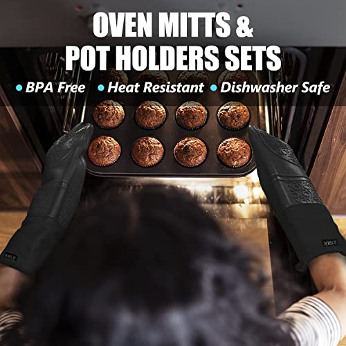 Silicone Oven Mitts and Pot Holders Sets