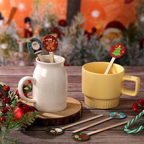 120 Pcs Wooden Christmas Coffee Stirrers Stir Sticks