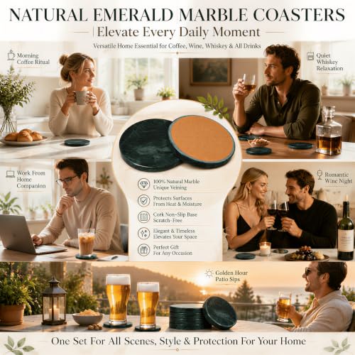 Green Marble Coasters Set of 4 (4 Count)