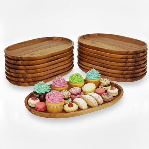 Woodard & Charles Acacia Wood Large Oval Serving Tray (16 Count)