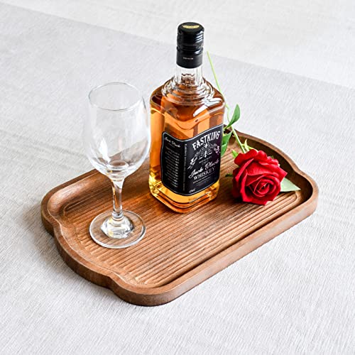 Rustic Wood Serving Tray Set of 2 Brown Rectangular Decorative Trays Farmhouse Charcuterie Boards Platter for Food (2 Count)