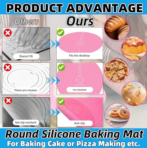 Silicone Baking Mat Cake Mat Silicone Cake Mat Silicone Baking Mat with Measurements for CakeTurntable Stand Non