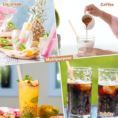4000 Pack Birch Wood Coffee Stir Sticks 7.5 Inch Disposable Wooden Coffee Stirrers Bulk Long Tea Stirring Stick Round End Swizzle Beverage Mixer for Cocktail Hot Chocolate Drink Summer (4000 Count)