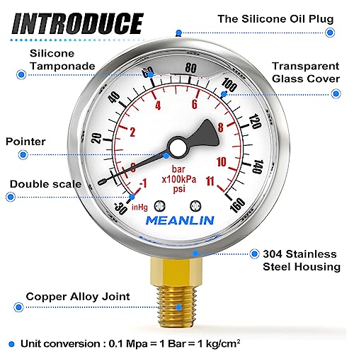 30inHG~160Psi Stainless Steel 1