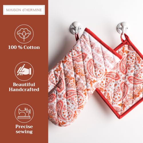 100% Cotton Oven Mitt & Pot Holder Set
