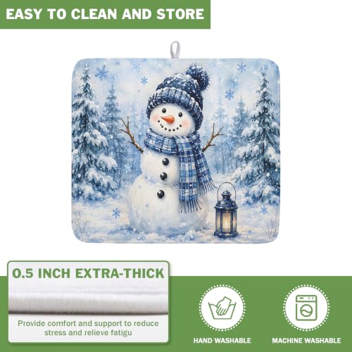 Winter Snowman Decorations Dish Drying Mat 16x18 Inch