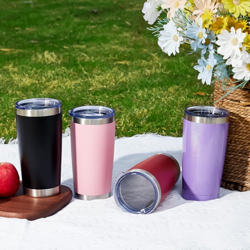 20oz Tumbler 4 Pack Double Wall Vacuum Insulated Travel Mug Bulk (4 Count)