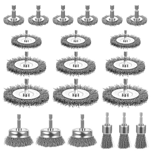 21 Packs Carbon Steel Wire Wheel Brush with 1 (21 Count)
