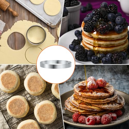 Round Cake Ring 5.9 x 1 Inch Seamless Stainless Steel Pastry Mousse Dessert Ring Mirror Coating for Baking Cooking English Muffins Crumpet Making Tool