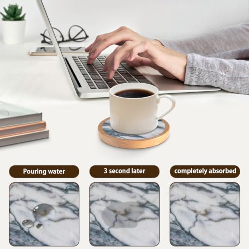 Wood Coasters Set of 6 with Holder
