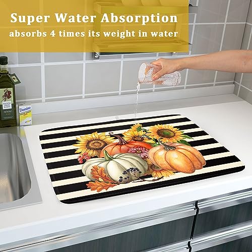 Sunflower Pumpkin Dish Drying Mat for Kitchen Counter