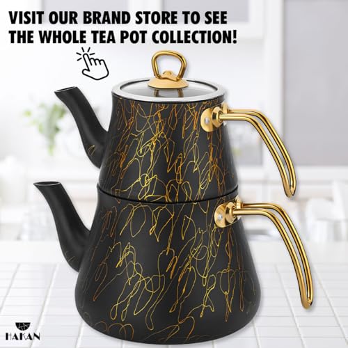 Black & Gold Avangarde Granite Teapot Set (2 Count)