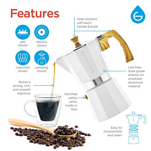 Milano Stovetop Espresso Maker Moka Pot 9 espresso Cup 15.2oz White