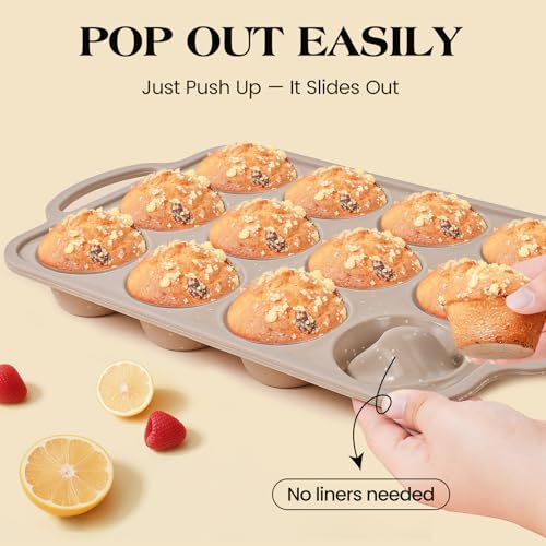 2Pack Silicone Muffin Pans for Baking with Metal Reinforced Frame (2 Count)