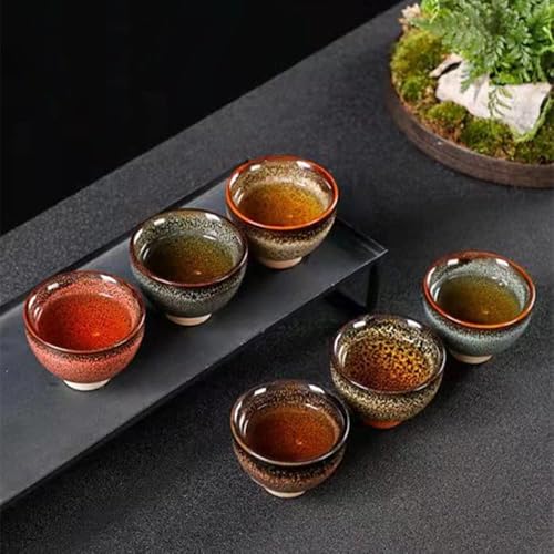 6PCS Handmade Ceramic Tea & Sake Cups (6 Count)