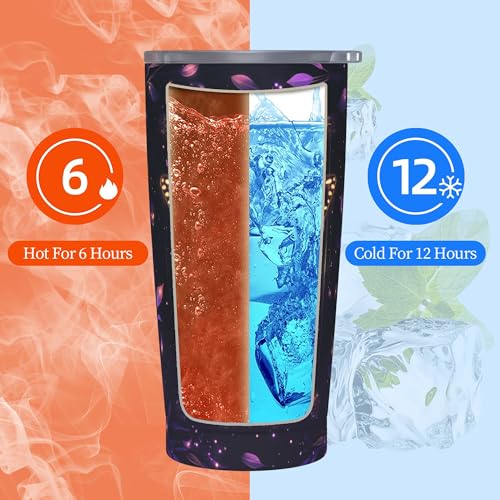Butterfly Tumbler with Lid and Straw 20oz Coffee Tumblers Leakproof Stainless Steel Travel Mug Vacuum Insulated Cup for Iced and Hot (20 Count)
