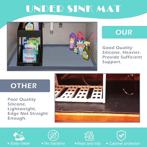 Waterproof Silicone Under Sink Mat 31'' x 22'' Shelf Liner for Kitchen and Bathroom