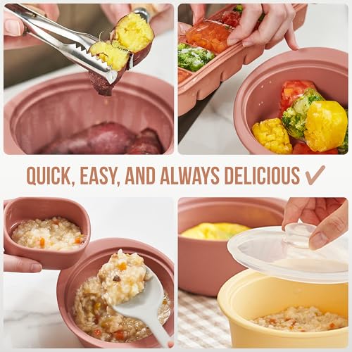 27oz Platinum Silicone Microwave Steamer Pot with Handle & Lid