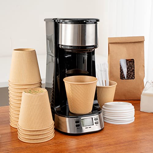 Ripple Wall Coffee Cups 500 Count 8 Ounce Insulated Kraft Paper Cups