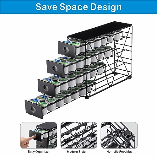 K Cup Holder for Keurig Pod K Cup Storage 4 Tier K Cup Drawer Organizer for Counter
