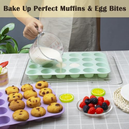 24 Cups Silicone Mini Muffin Pan Set (2 Count)