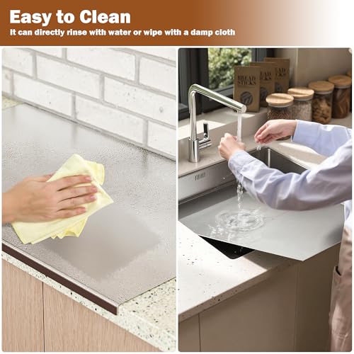 Large Cutting Board 35.4" L X 22.8" W Stainless Steel Cutting Board with Lip Kneading Board Metal Baking Board Non Stick Board with Rolling Pin for Meat Fruits Vegetables Bread and Baking