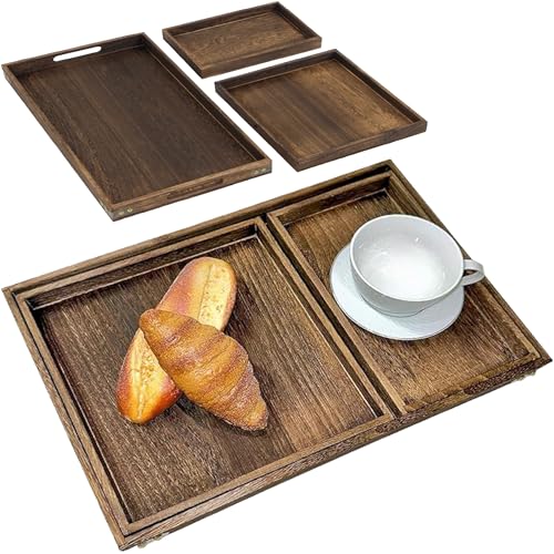 3 Piece Wooden Serving Tray Set for Ottoman (3 Count)