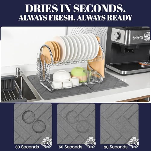 Folding Stone Dish Drying Mat for Kitchen Counter 23"x15"