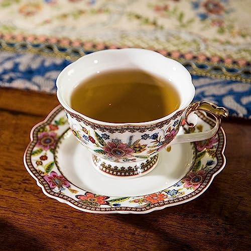Bone China Tea Cup and Saucer Set for 1 (6.7 Count)