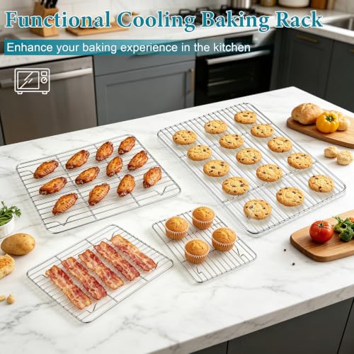 Cooling Rack Silver Stainless Steel Baking Rack for Oven (4 Count)