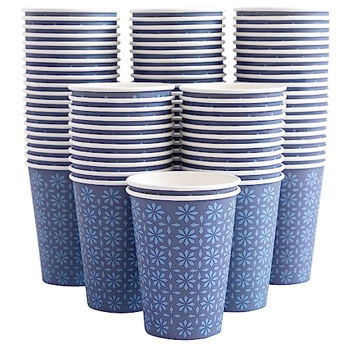 210 Pack Paper Cups 16 oz Bulk Disposable Coffee Cups Navy Floral (210 Count)
