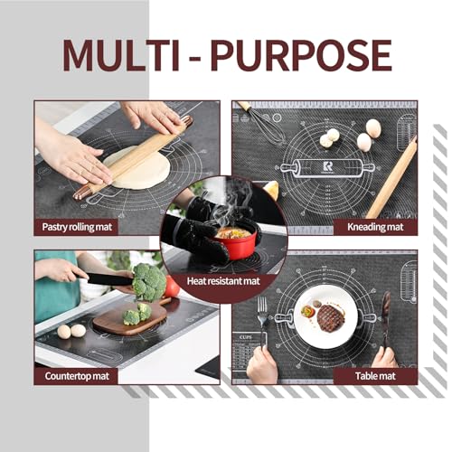 Silicone Pastry Mat Extra Large with Measurements 26''x16'' for Reusable