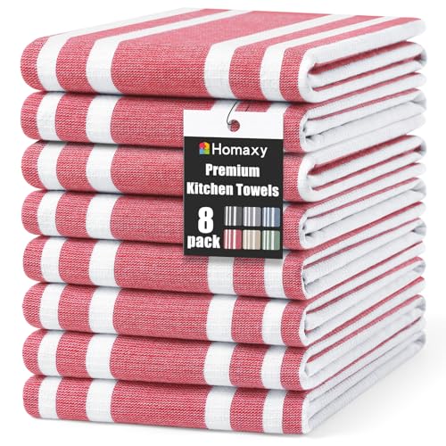 Premium Cotton Stripe Kitchen Towels 8 Pack (8 Count)