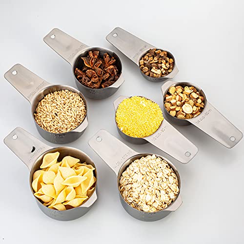 7-Piece 18/8 Stainless Steel Measuring Cups Set, Dark Gray