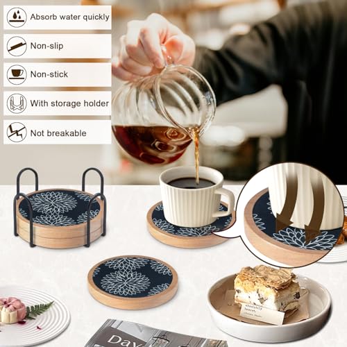 Wood Coasters Set of 4 with Holder