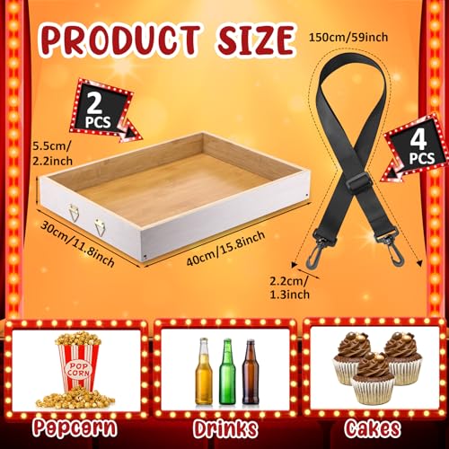 2 Pcs Movie Night Snack Trays with Straps (2 Count)