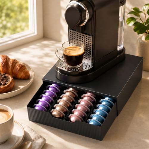 Coffee Pods Drawer Organizer Compatible with Nespresso Vertuo Pods & K