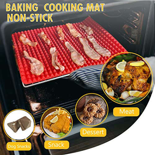 Silicone Baking Mat Red Pyramid Non Stick Bacon Microwave Tray Pastry Mats Red BBQ Grill Mat Baking Supplies oven Liners For Bottom Of Oven