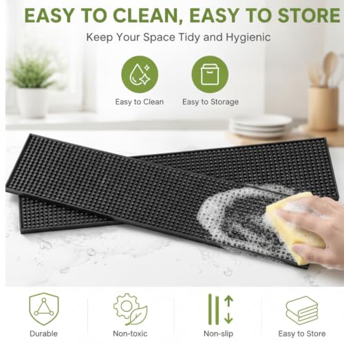 4 Pcs Bar Mat 24 X 6 Inch Black (4 Count)