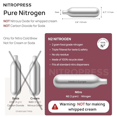NitroPress 10 Pack Pure Nitrogen Cartridges for Original NitroPress (10 Count)